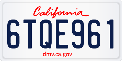 CA license plate 6TQE961