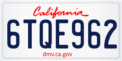 CA license plate 6TQE962