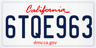 CA license plate 6TQE963