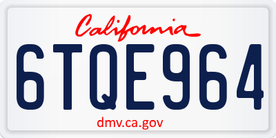 CA license plate 6TQE964