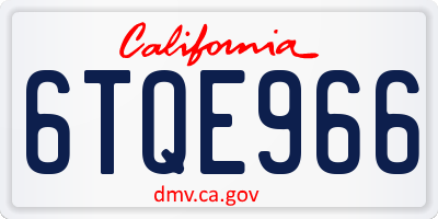 CA license plate 6TQE966