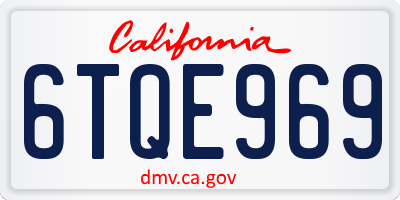 CA license plate 6TQE969