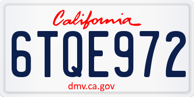 CA license plate 6TQE972