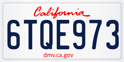 CA license plate 6TQE973