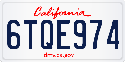 CA license plate 6TQE974