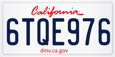 CA license plate 6TQE976