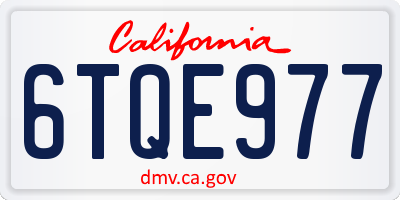 CA license plate 6TQE977