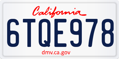 CA license plate 6TQE978