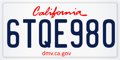 CA license plate 6TQE980
