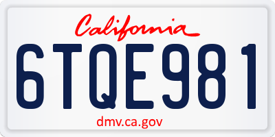 CA license plate 6TQE981