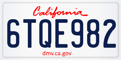 CA license plate 6TQE982