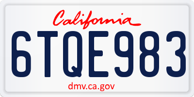 CA license plate 6TQE983