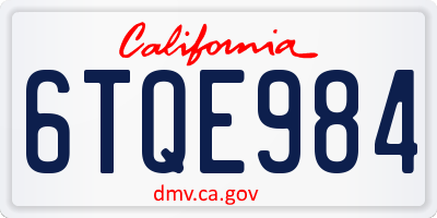 CA license plate 6TQE984