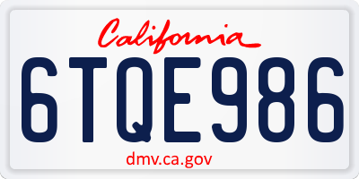 CA license plate 6TQE986