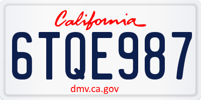 CA license plate 6TQE987