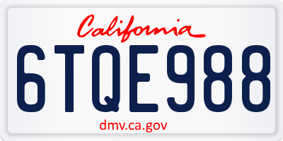 CA license plate 6TQE988