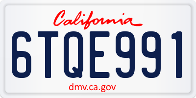 CA license plate 6TQE991