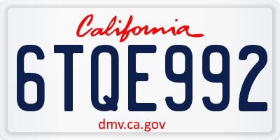 CA license plate 6TQE992