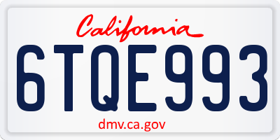 CA license plate 6TQE993