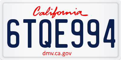 CA license plate 6TQE994