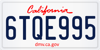 CA license plate 6TQE995