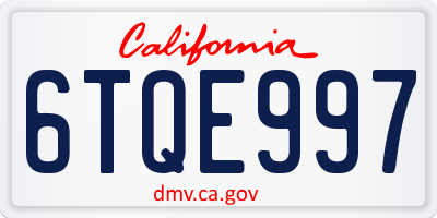 CA license plate 6TQE997