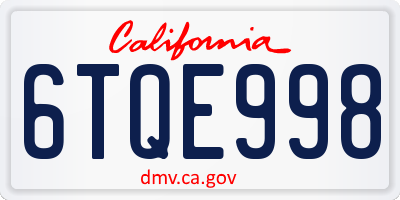 CA license plate 6TQE998