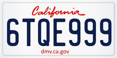 CA license plate 6TQE999