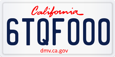 CA license plate 6TQF000