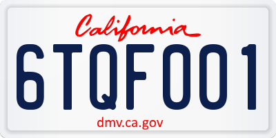 CA license plate 6TQF001