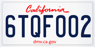 CA license plate 6TQF002