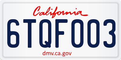 CA license plate 6TQF003