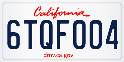 CA license plate 6TQF004