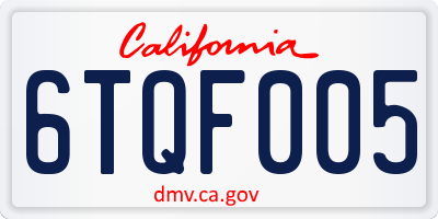 CA license plate 6TQF005