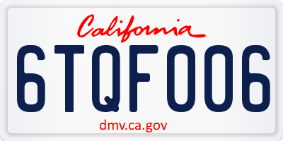 CA license plate 6TQF006