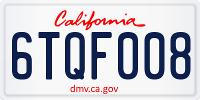 CA license plate 6TQF008