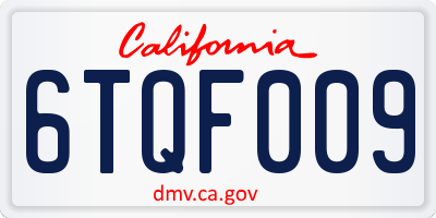 CA license plate 6TQF009