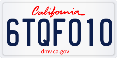 CA license plate 6TQF010