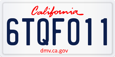 CA license plate 6TQF011