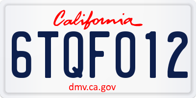 CA license plate 6TQF012
