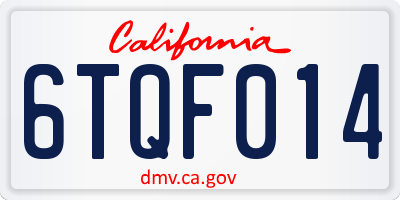 CA license plate 6TQF014