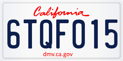 CA license plate 6TQF015