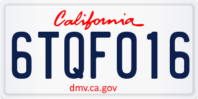 CA license plate 6TQF016