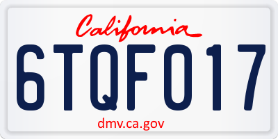 CA license plate 6TQF017