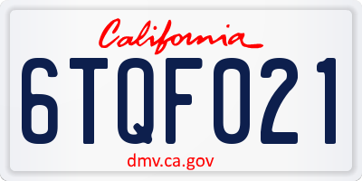 CA license plate 6TQF021