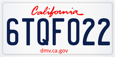 CA license plate 6TQF022