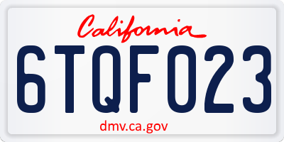 CA license plate 6TQF023