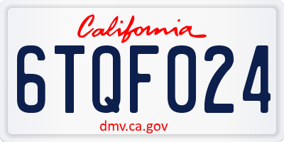 CA license plate 6TQF024