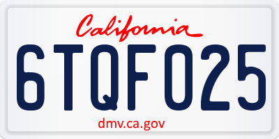 CA license plate 6TQF025