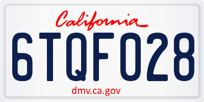 CA license plate 6TQF028